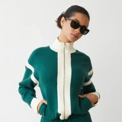 MONROW Soft Knit Color Block Jacket EVERGREEN Sale