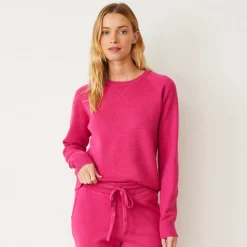 MONROW Soft Knit Raglan Sweater FUCHSIA Sale