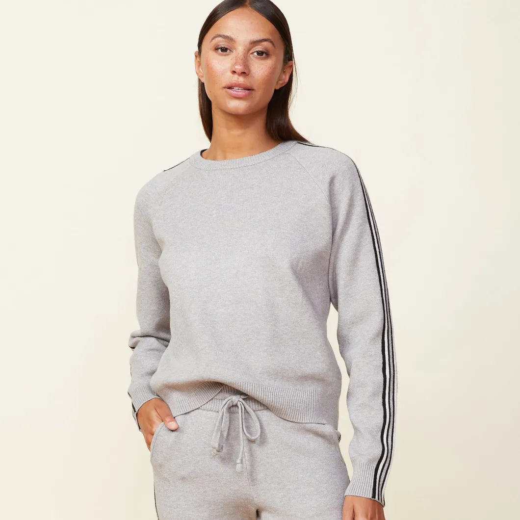 MONROW Soft Knit Track Raglan Sweater HEATHERGREY Shop