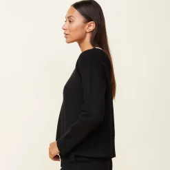 MONROW Soft Knit V Neck Sweater BLACK Best