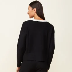 MONROW Soft Knit V Neck Sweater BLACK Best