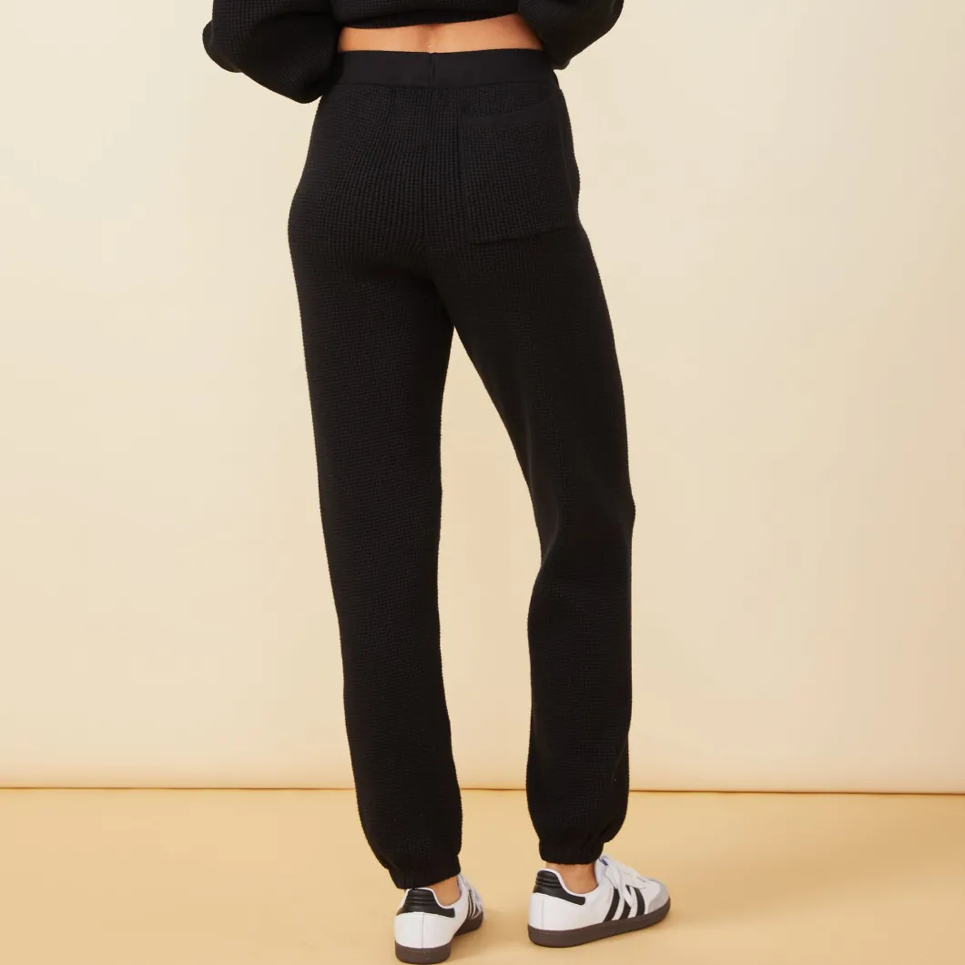 MONROW Soft Knit Waffle Oversized Sweats BLACK Shop