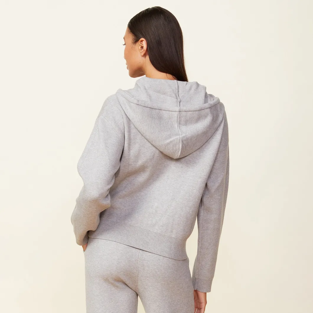 MONROW Soft Knit Zip Up Hoody HEATHERGREY Cheap