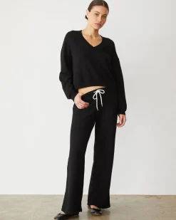 MONROW Softfleece Straight Leg Vintage Sweat BLACK Fashion