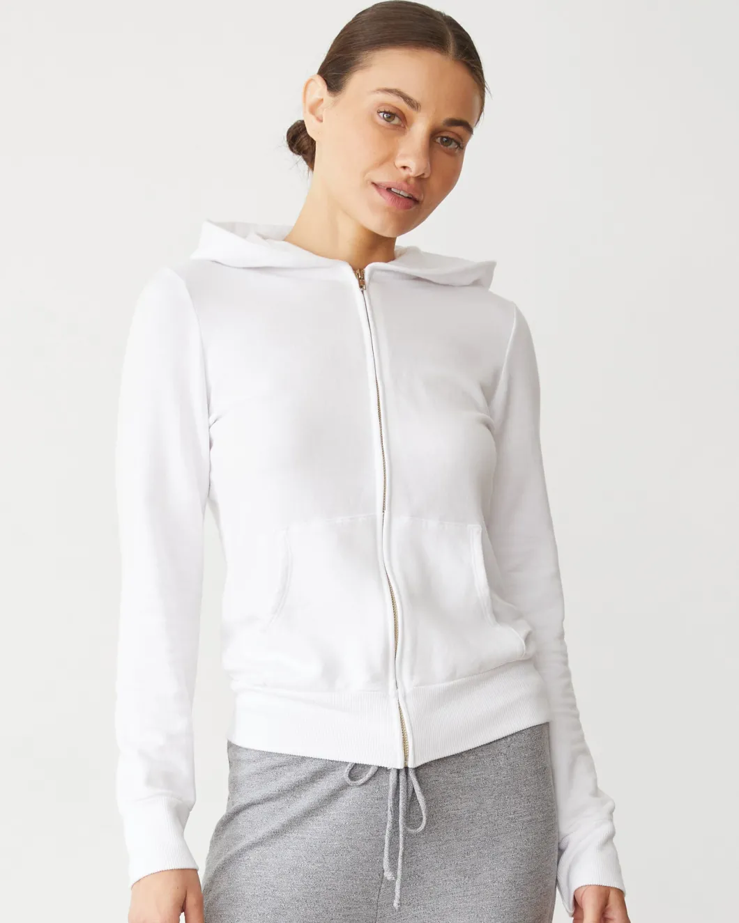 MONROW Softfleece Zip Up Hoody WHITE Discount