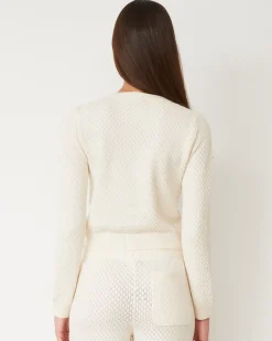 MONROW Softknit French Waffle Cardigan IVORY Cheap