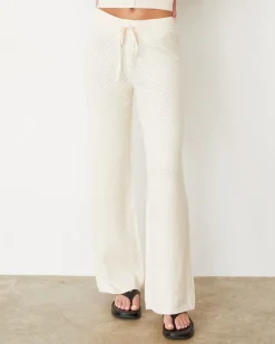 MONROW Softknit French Waffle Lounge Pant IVORY Hot