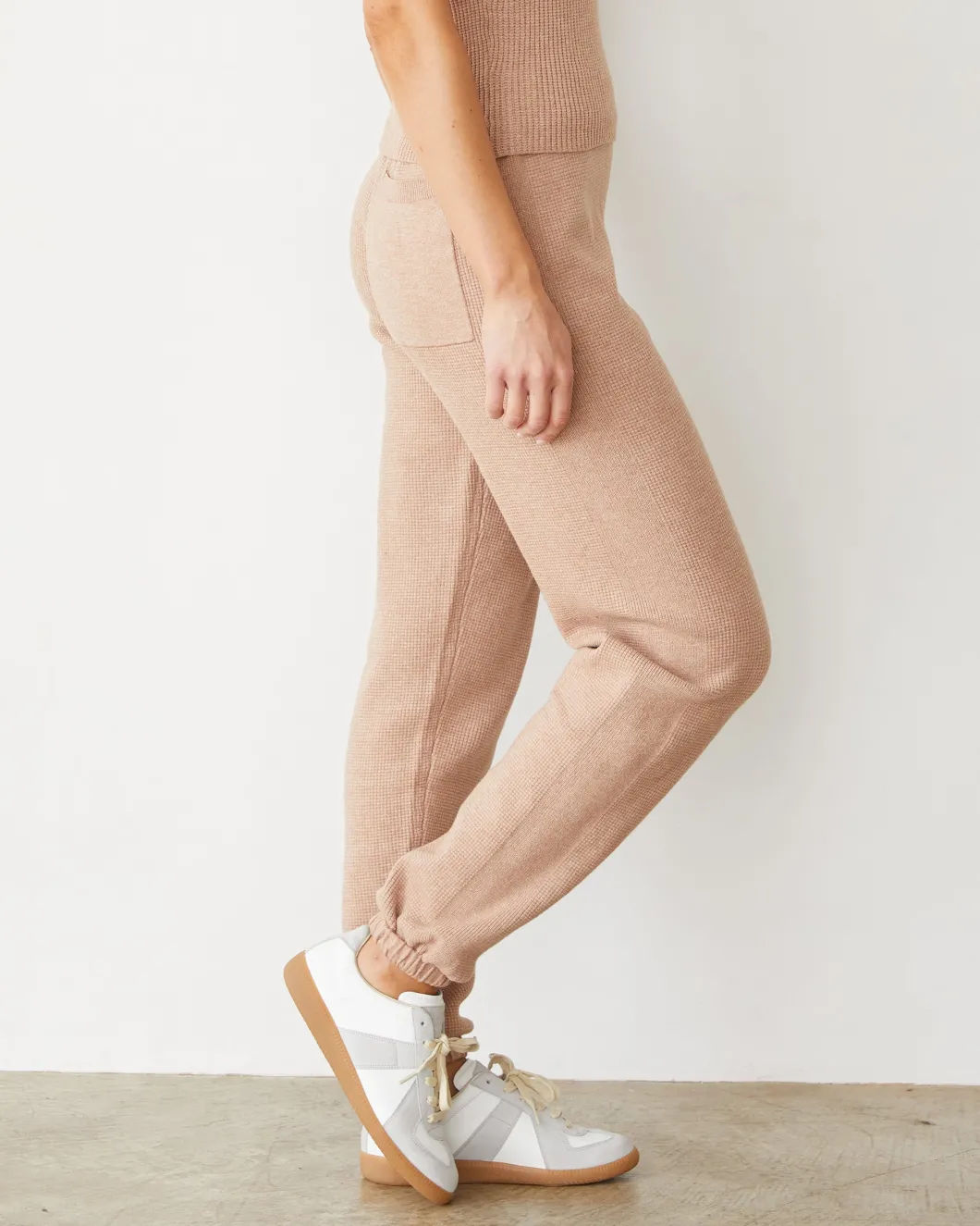 MONROW Softknit Rib Waffle Oversized Sweat TAUPE Cheap
