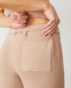 MONROW Softknit Rib Waffle Oversized Sweat TAUPE Cheap