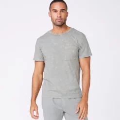 MONROW Stone Wash Relaxed Pocket Crew GUNMETAL Cheap