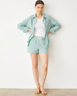 MONROW Stripe Poplin Boxer Short CACTUS New