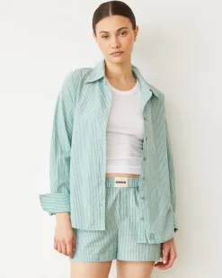 MONROW Stripe Poplin Oversized Shirt CACTUS Outlet