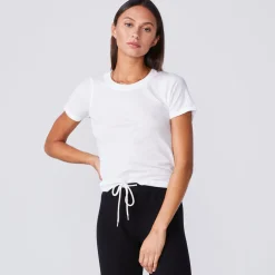 MONROW Super Fine Jersey Fitted Crew Neck Tee WHITE Discount