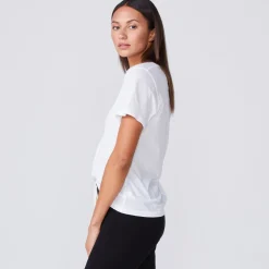 MONROW Super Fine Jersey Fitted V Neck Tee WHITE Best