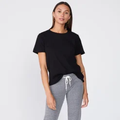 MONROW Super Fine Jersey Oversized Crew Neck Tee - BLACK Online