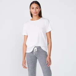 MONROW Superfine Jersey Oversized Crew Neck Tee - WHITE Discount