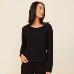 MONROW Supersoft Crew Neck Sweatshirt - Color BLACK Discount