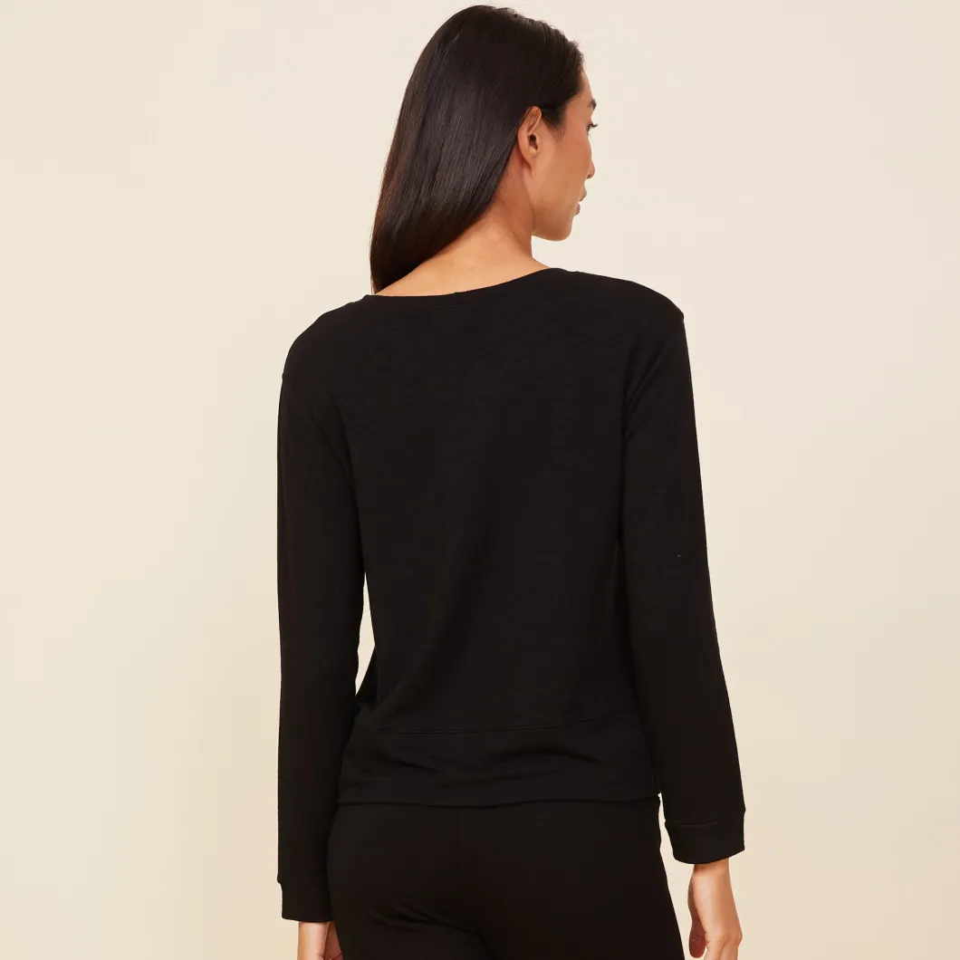 MONROW Supersoft Crew Neck Sweatshirt - Color BLACK Discount