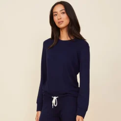 MONROW Supersoft Crew Neck Sweatshirt - Color NAVY Sale