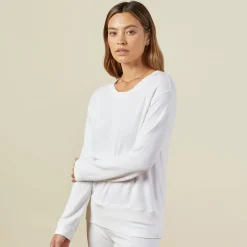 MONROW Supersoft Crew Neck Sweatshirt - Color WHITE Hot