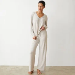 MONROW Supersoft Crop Straight Leg Sweat BONE Hot