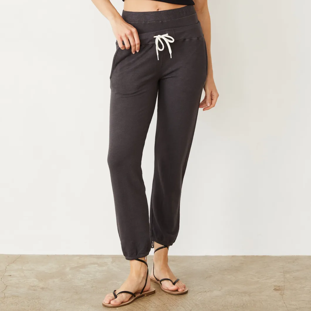 MONROW Supersoft Double Waist Sweat WASHEDBLACK Clearance