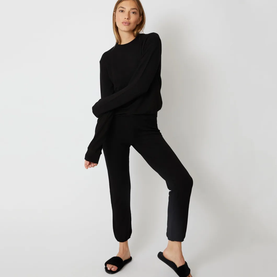 MONROW Supersoft Elastic Waist Sweats BLACK Online