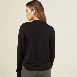 MONROW Supersoft Fleece Boyfriend Sweatshirt BLACK Cheap