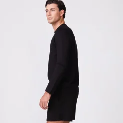 MONROW Supersoft Fleece Crew Neck Sweatshirt BLACK Shop