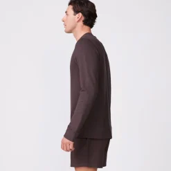 MONROW Supersoft Fleece Crew Neck Sweatshirt COCOA Clearance