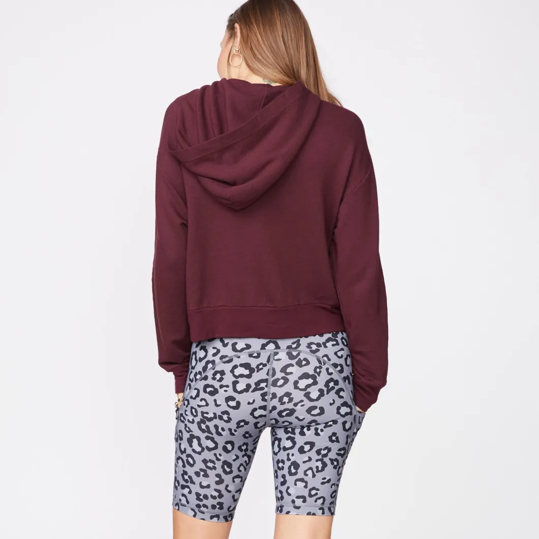 MONROW Supersoft Fleece Girlfriend Pullover MERLOT Clearance