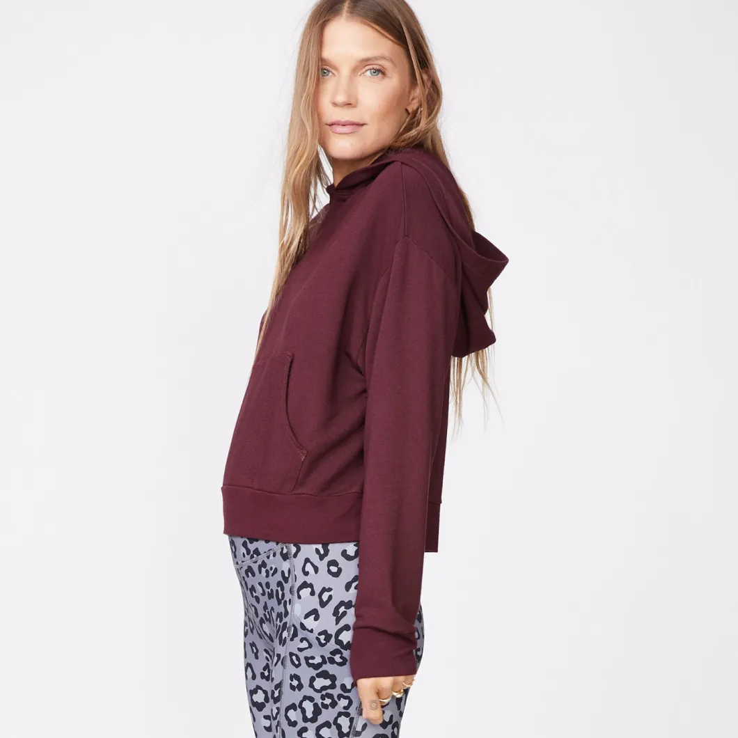 MONROW Supersoft Fleece Girlfriend Pullover MERLOT Clearance