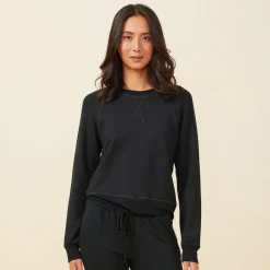 MONROW Supersoft Fleece Raglan BLACK Discount