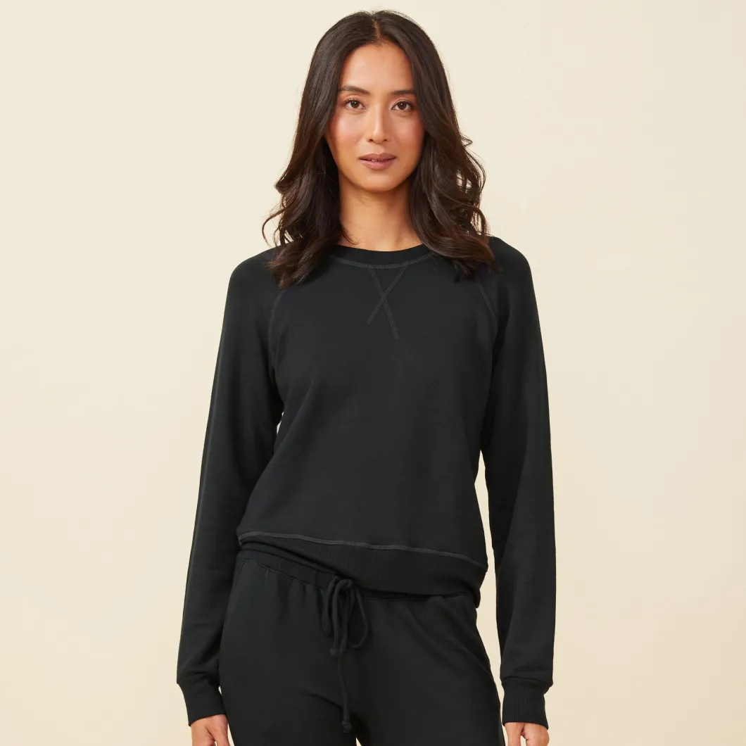 MONROW Supersoft Fleece Raglan BLACK Discount