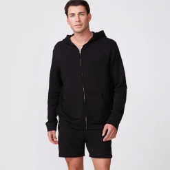 MONROW Supersoft Fleece Zip Up Hoody BLACK Discount