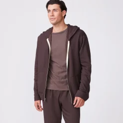 MONROW Supersoft Fleece Zip Up Hoody COCOA Discount
