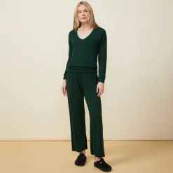 MONROW Supersoft Long Sleeve V Neck EVERGREEN Best