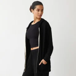 MONROW Supersoft Long Zip Up Hoody BLACK Best