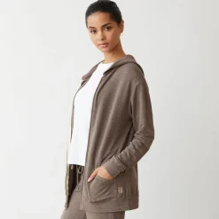 MONROW Supersoft Long Zip Up Hoody PECAN New