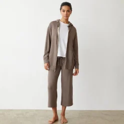 MONROW Supersoft Long Zip Up Hoody PECAN New