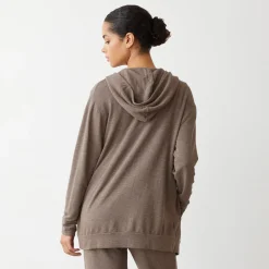 MONROW Supersoft Long Zip Up Hoody PECAN New