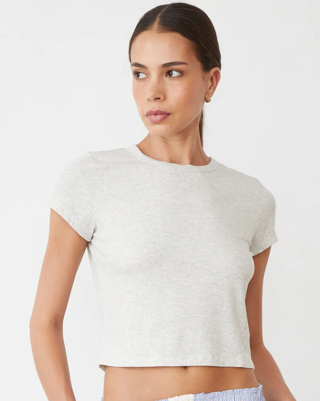 MONROW Supersoft Rib Mini Crew ASH New