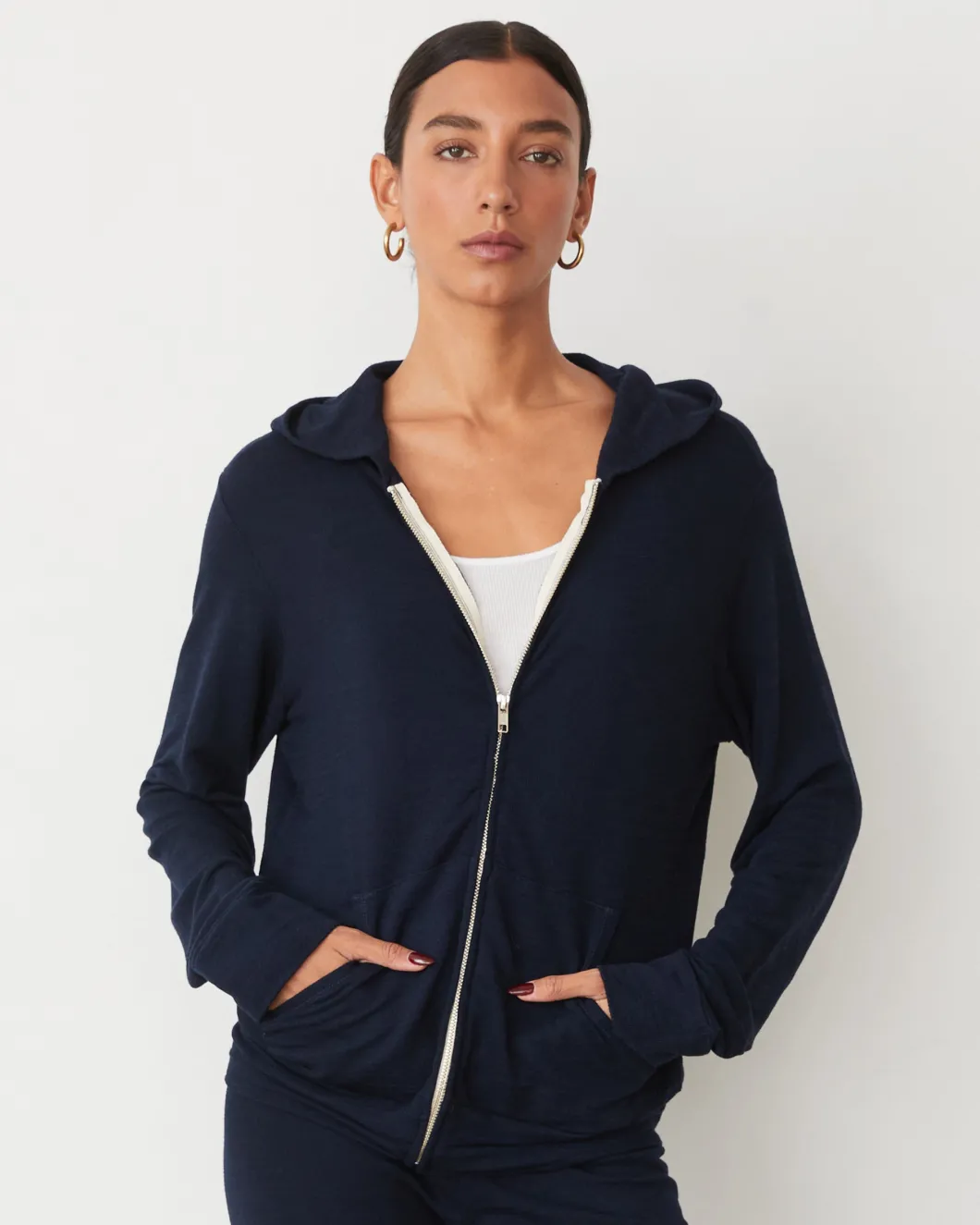 MONROW Supersoft Zip Up Hoody BLUEBLACK Clearance