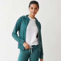 MONROW Supersoft Zip Up Hoody CACTUS Sale