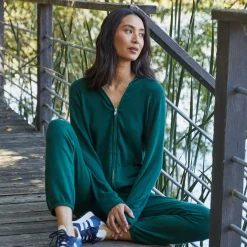 MONROW Supersoft Zip Up Hoody EVERGREEN Best