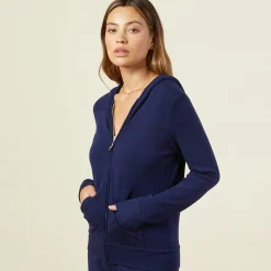 MONROW Supersoft Zip Up Hoody - Color NAVY Flash Sale