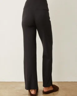 MONROW Supima Rib Flare Pant BLACK Outlet