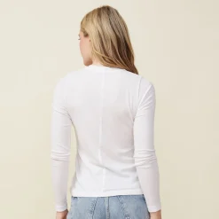 MONROW Supimafine Rib Long Sleeve Crew WHITE Outlet