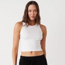 MONROW Supimaluxe Rib Crop High Neck Tank WHITE Best Sale