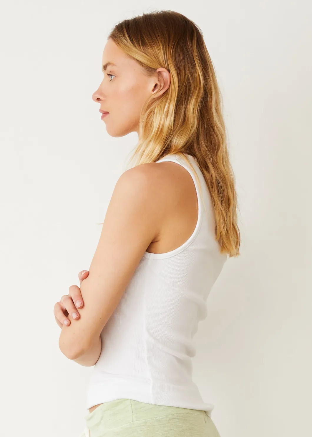 MONROW Supimaluxe Rib High Neck Tank WHITE Hot